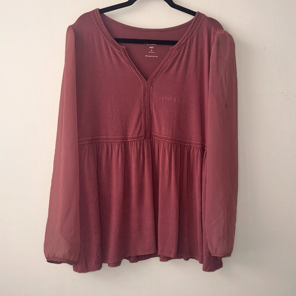 Torrid Super Soft Mauve Sheer Sleeve Blouse